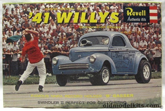 Revell 1/25 1941 Willys Competition Coupe Swindler II - Stone Woods Cook Gasser, H1287-200 plastic model kit